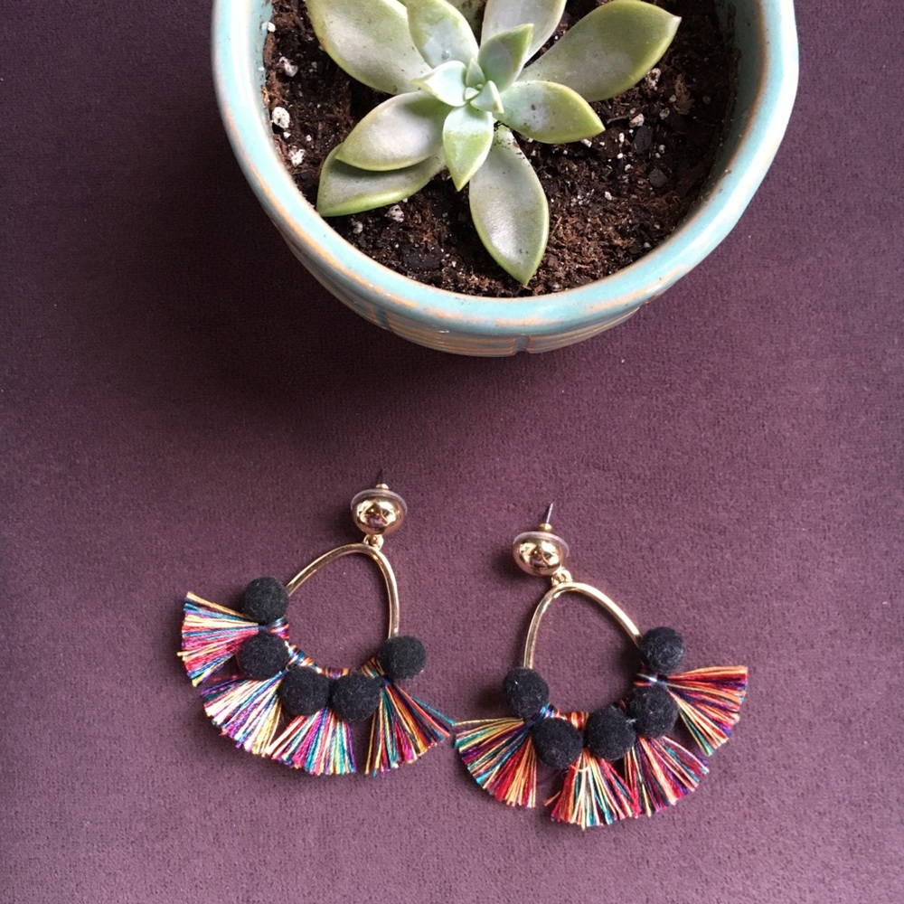 Melina Pom Pom hoop earrings 🌈